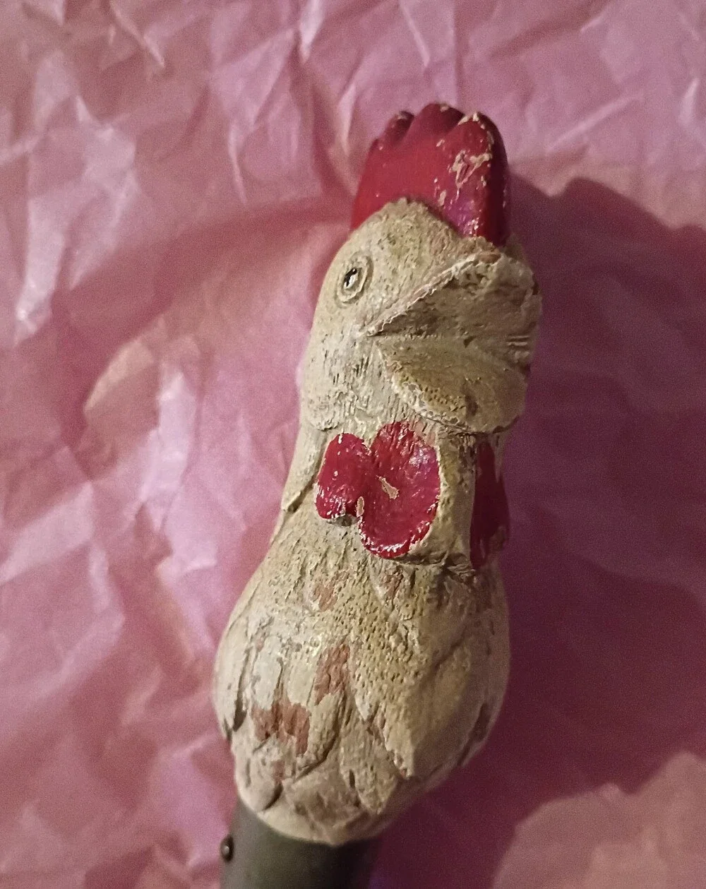 Vintage Rooster Bottle Opener Wooden Chicken Cream and Red
